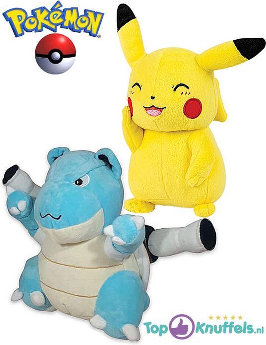 Pokemon speelgoed knuffel set Pikachu 23cm + Blastoise 32cm | Pokémon Friends: Charmander Bulbasaur Eevee Charizard Squirtle Snorlax